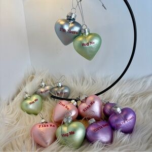 Valentine’s Day heart-shaped glass ornaments